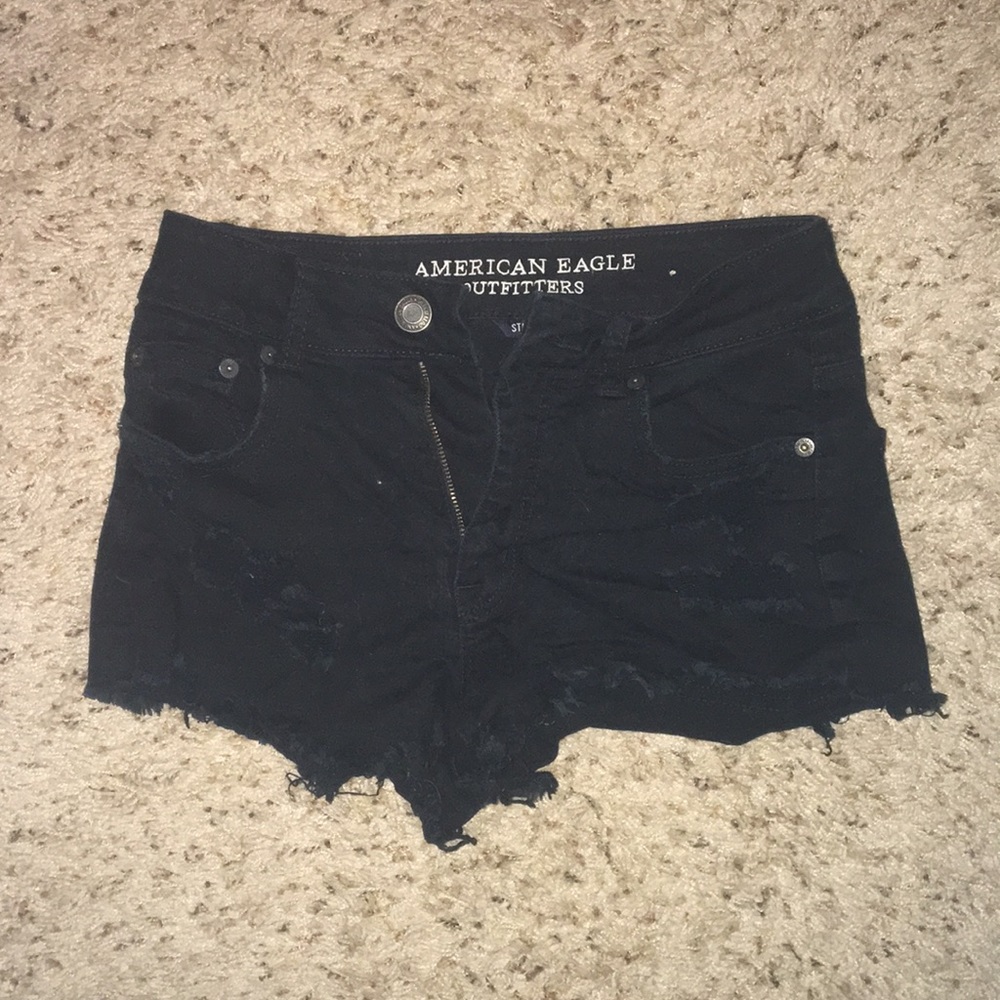 Black Ripped Jean Shorts